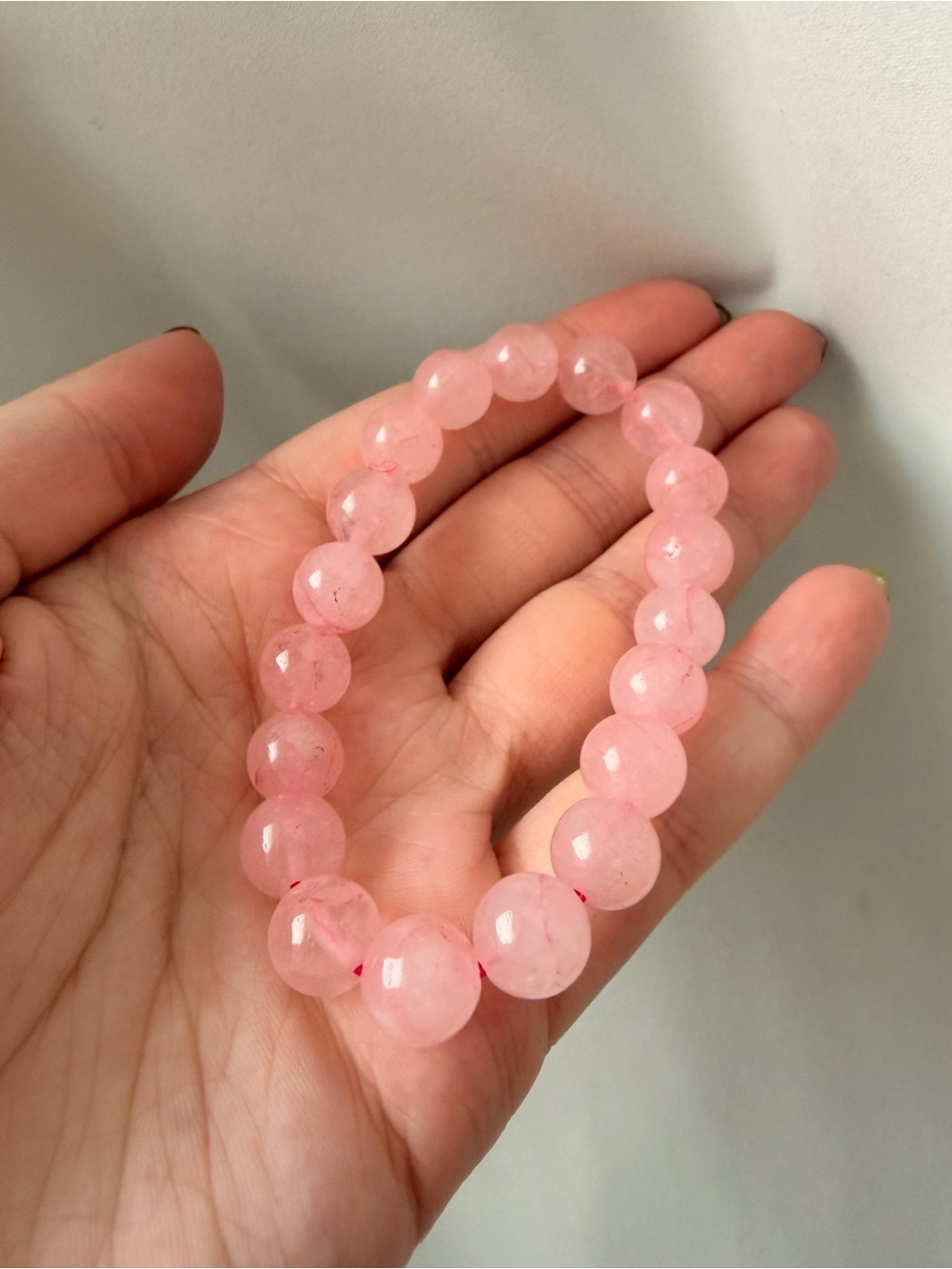 Rose Quartz Beaded Stretch Bracelet - Pink